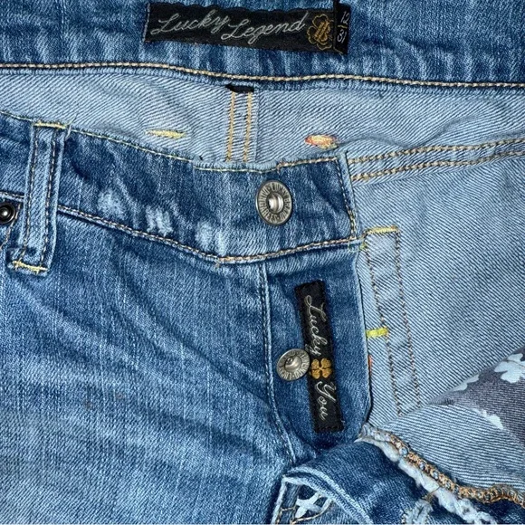Lucky Brand Lil Maggie Peace Embroidered Flare Low Rise Jeans Size 12 31 - Picture 9 of 10
